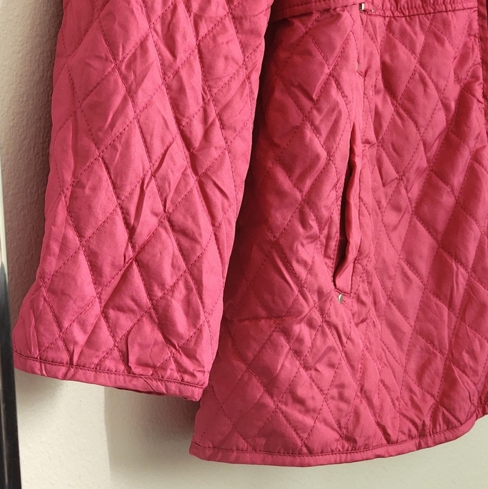 Susan Graver Pink Quilted Mid-length Coat Zip Water & Wind Resistant  Sz XL - Picture 2 of 11